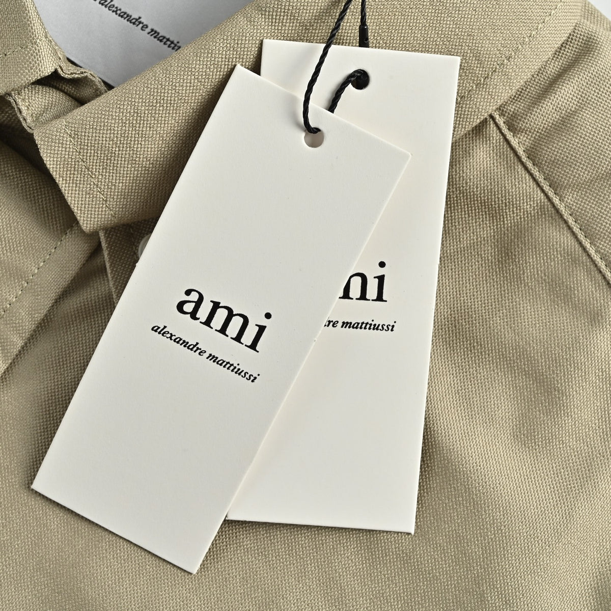 Ami Paris pocket heart embroidered shirt