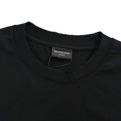 Balenciaga lock letter graffiti printed hole short sleeves