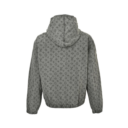Louis Vuitton 25Fw allover printed old flower jacquard zipper hooded denim jacket