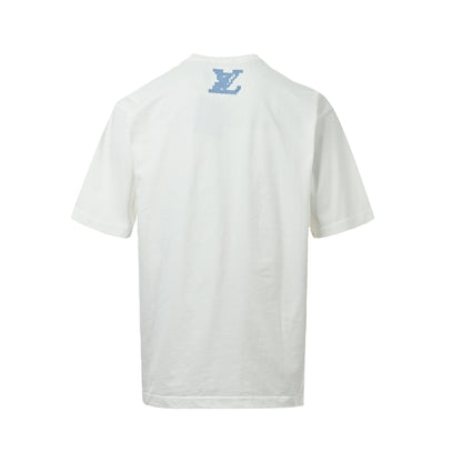 Louis Vuitton 26ss woven letter embroidered short sleeves