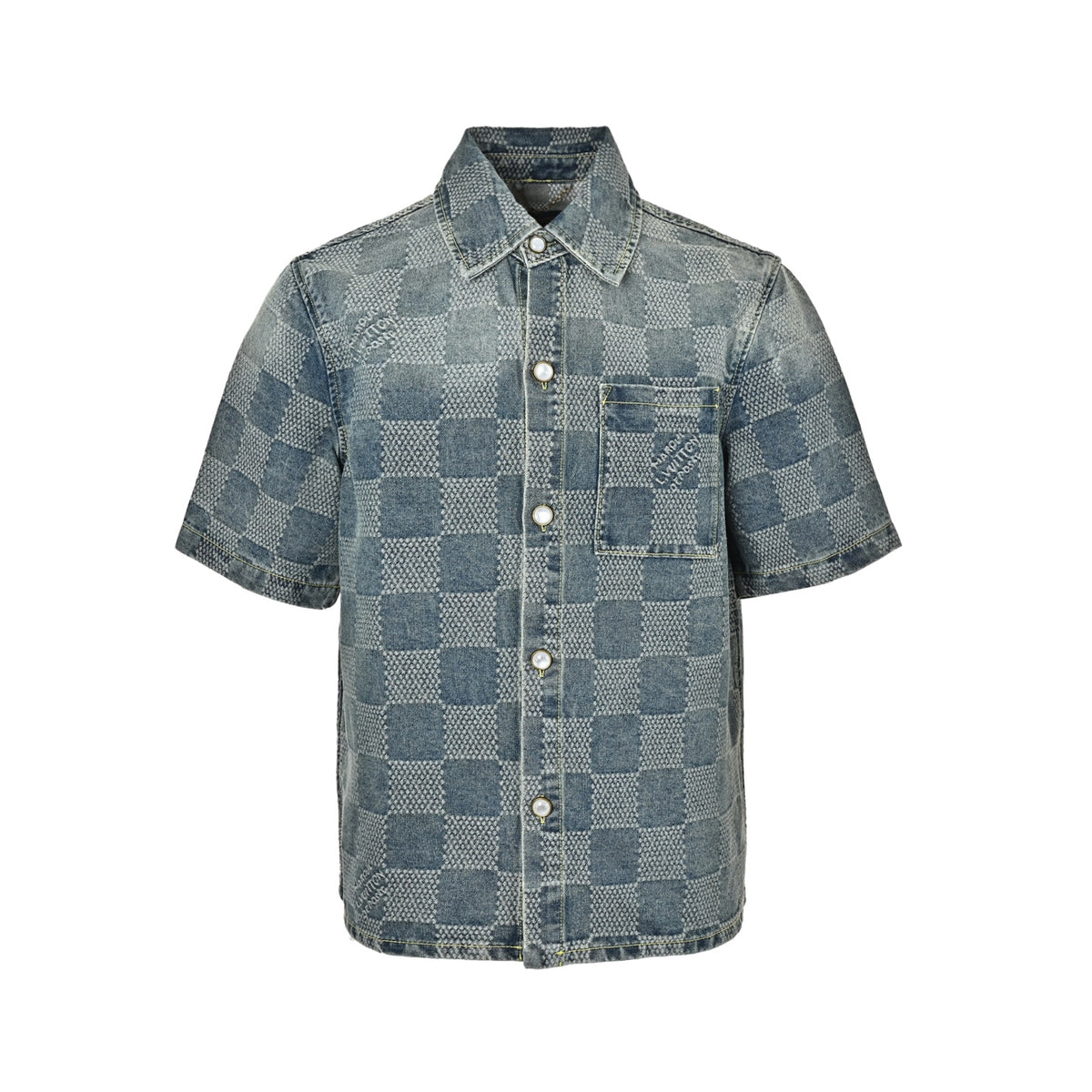Louis Vuitton all-over checkerboard denim short sleeves