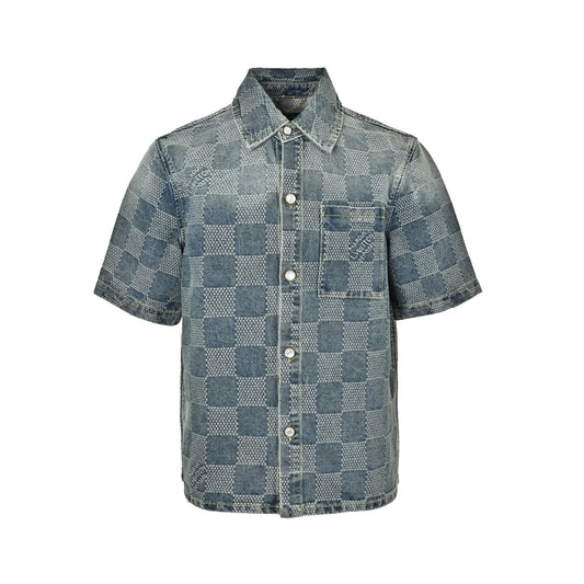 Louis Vuitton all-over checkerboard denim short sleeves