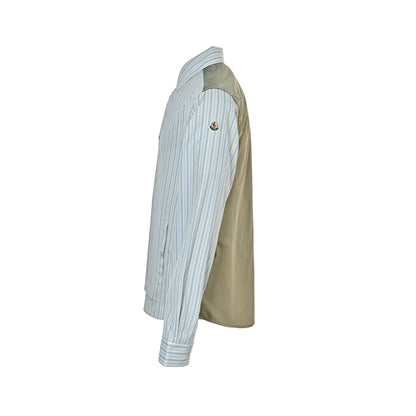 Moncler/Maskled striped patchwork cotton zipper shirt