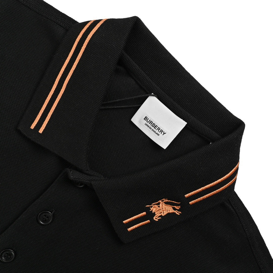 Burberry neckline war horse embroidered Polo short sleeves
