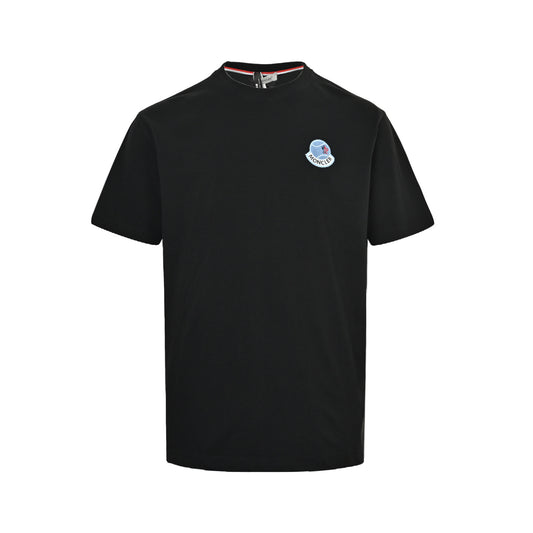 Monecler/Mask Flocked Logo Round Neck Short Sleeves