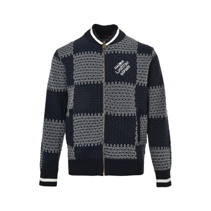 Louis Vuitton 25Fw checkerboard jacquard knitted zipper jacket
