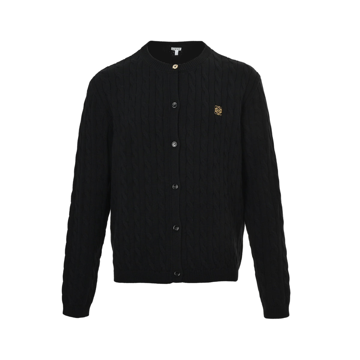 Loewe/Luoyiwei Anagram gold label embroidered cable sweater cardigan