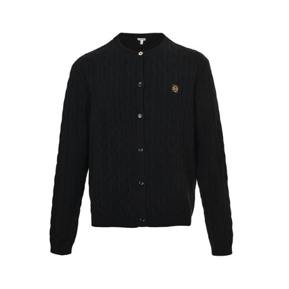 Loewe/Luoyiwei Anagram gold label embroidered cable sweater cardigan