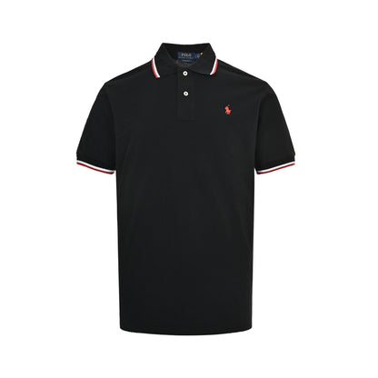 Ralph Lauren Color Stripe Collar Small Label Embroidery Polo Short Sleeves