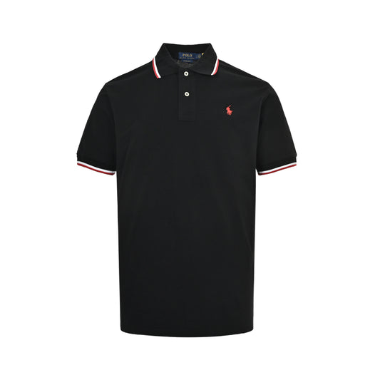 Ralph Lauren Color Stripe Collar Small Label Embroidery Polo Short Sleeves