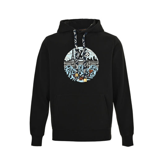Louis Vuitton 25Fw carp landscape print hooded sweatshirt