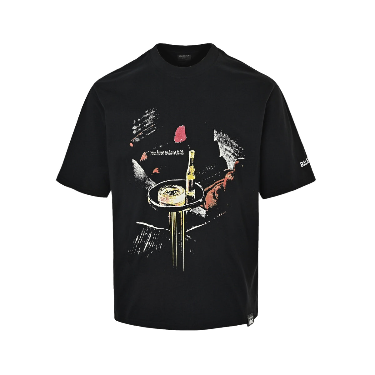Balenciaga HBO joint rose wine bottle printed short sleeves