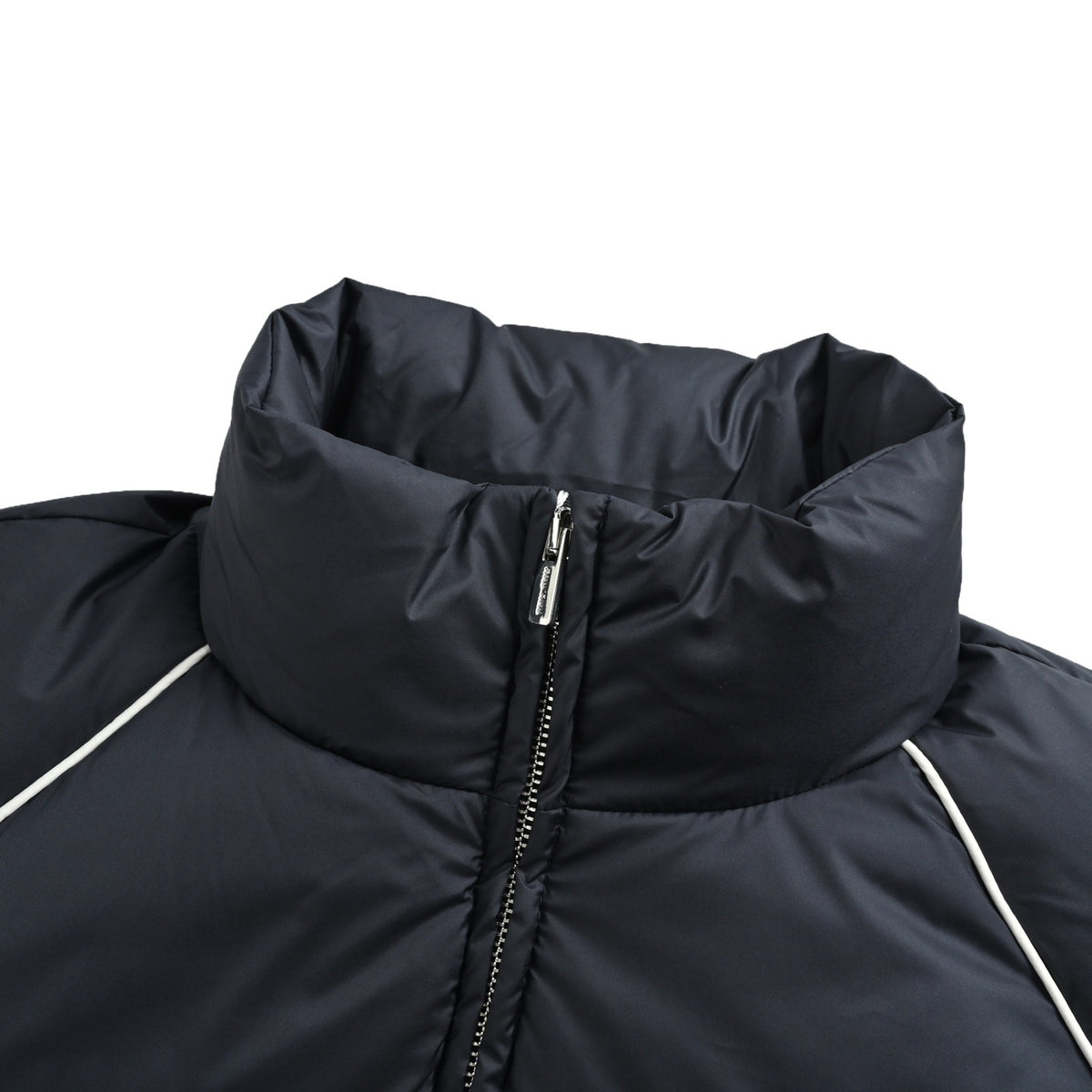 Miu Miu white striped raglan stand collar down jacket