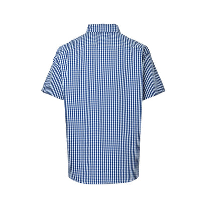 Loewe/Loewei logo embroidered plaid short-sleeved shirt