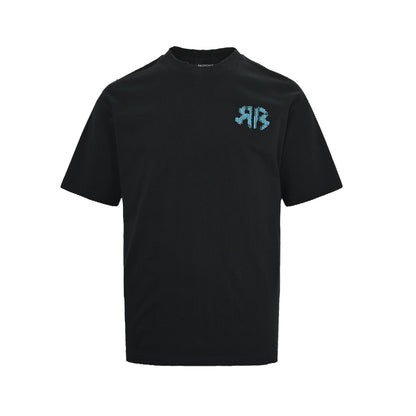 Balenciaga 26ss color block woven letter embroidered short sleeves