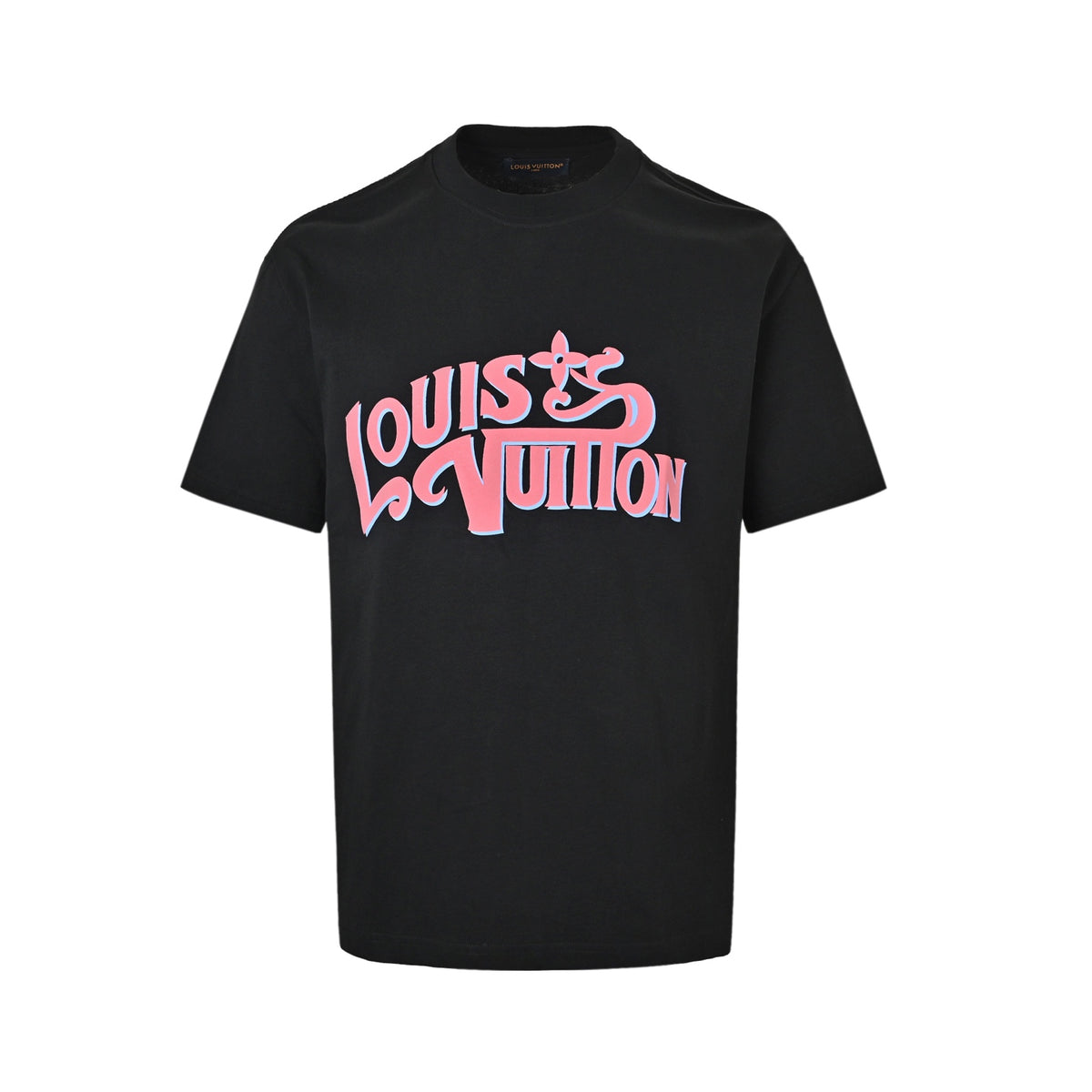 Louis Vuitton pink graffiti 3D letter short sleeves