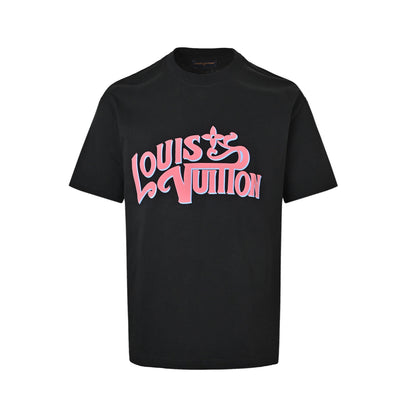 Louis Vuitton pink graffiti 3D letter short sleeves