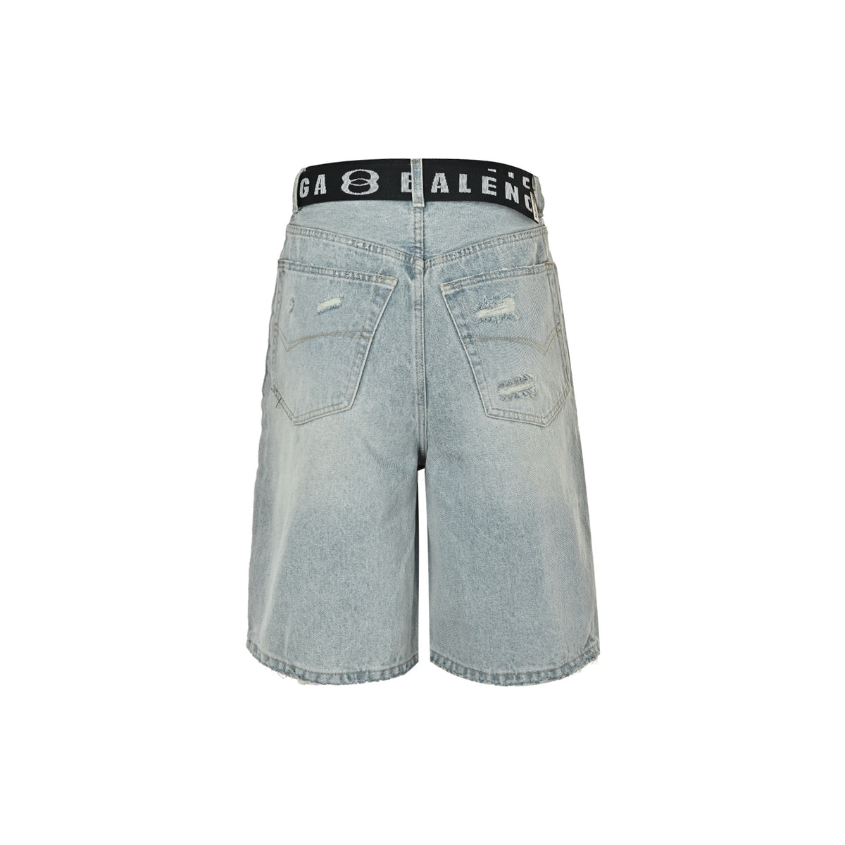 Balenciaga Paris belt three-point denim shorts
