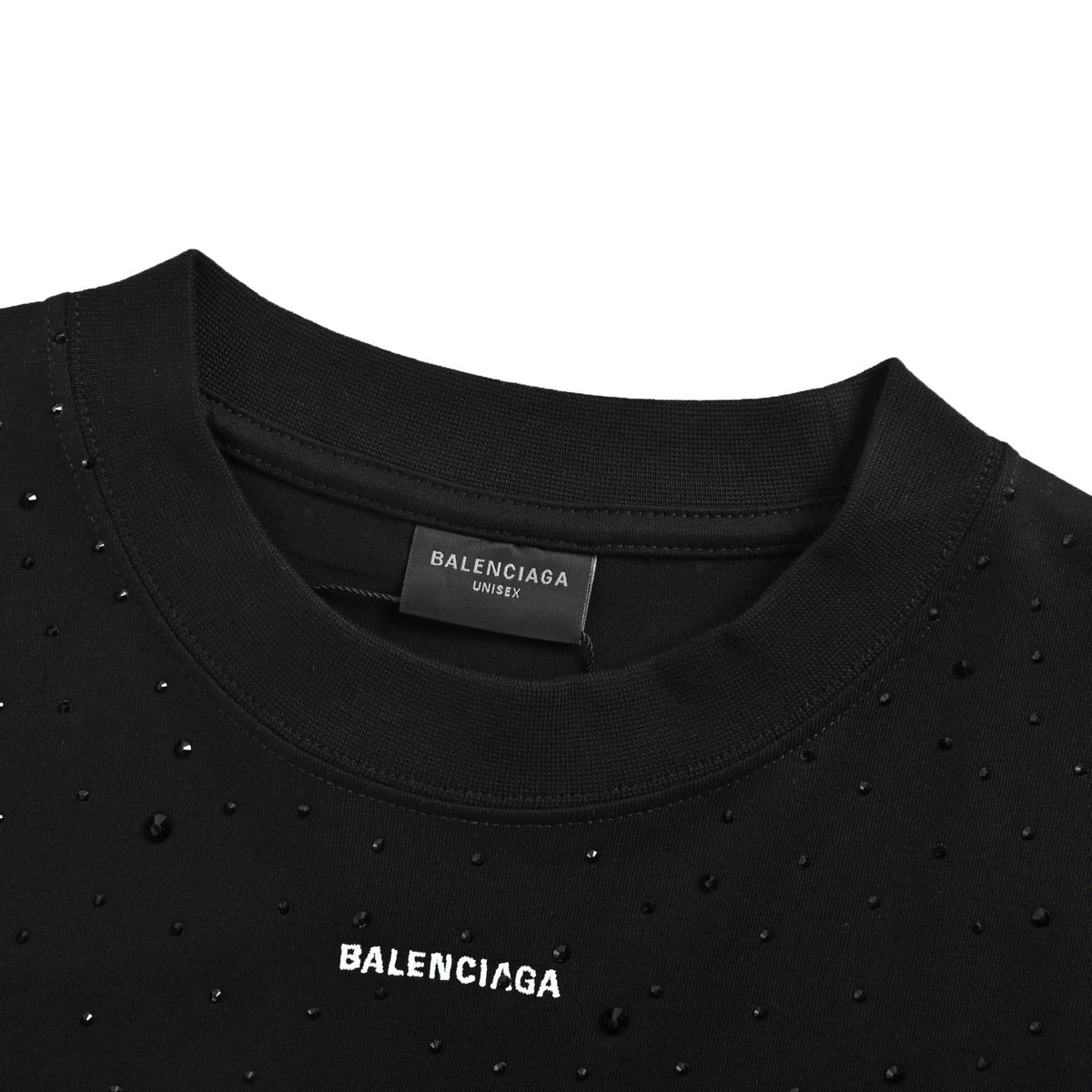 Balenciaga hot-drilled short-sleeved embroidered small letters