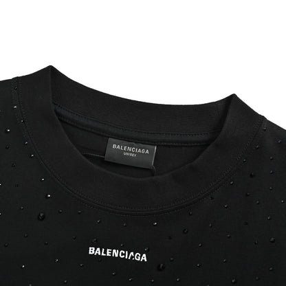 Balenciaga hot-drilled short-sleeved embroidered small letters