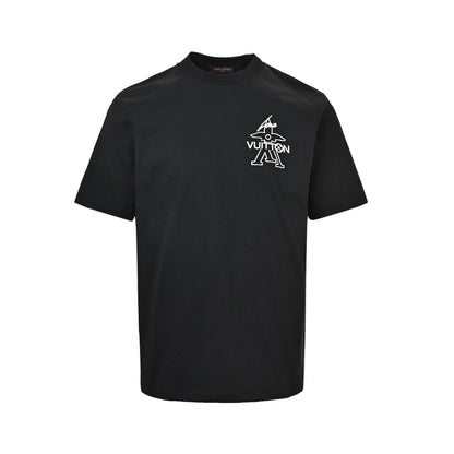 Louis Vuitton graffiti signature embroidered round neck short sleeves