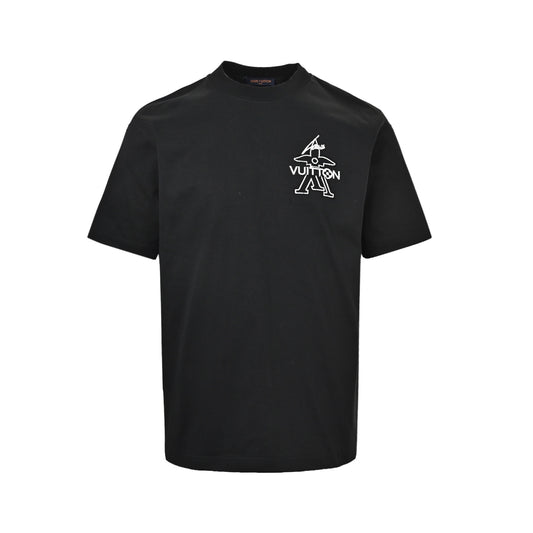 Louis Vuitton graffiti signature embroidered round neck short sleeves