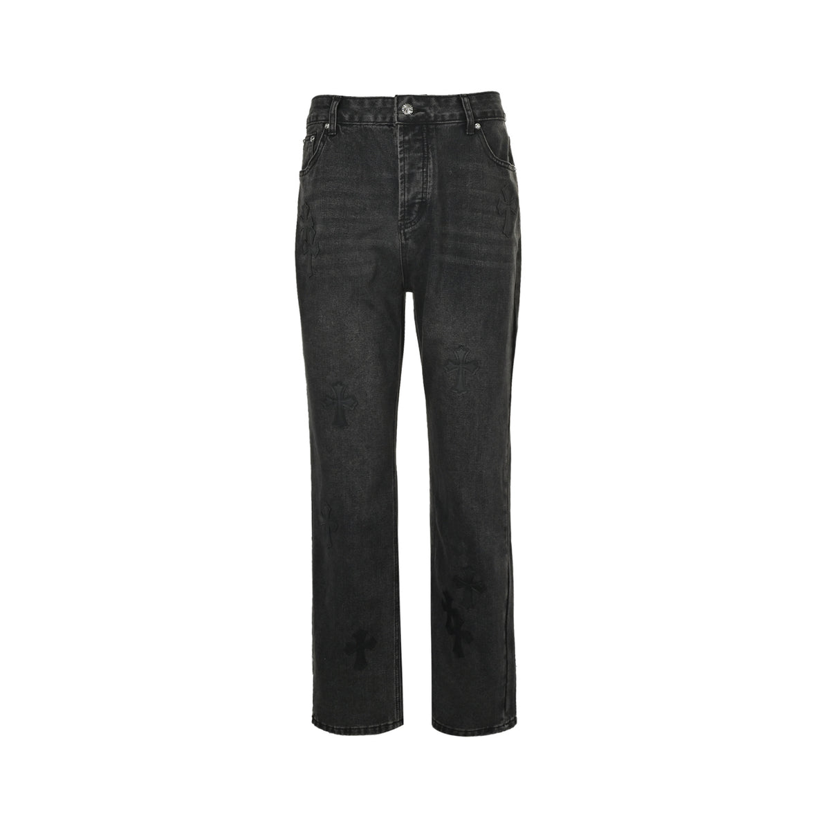 Chrome Hearts/Chrome Heart cross patch embroidered washed jeans
