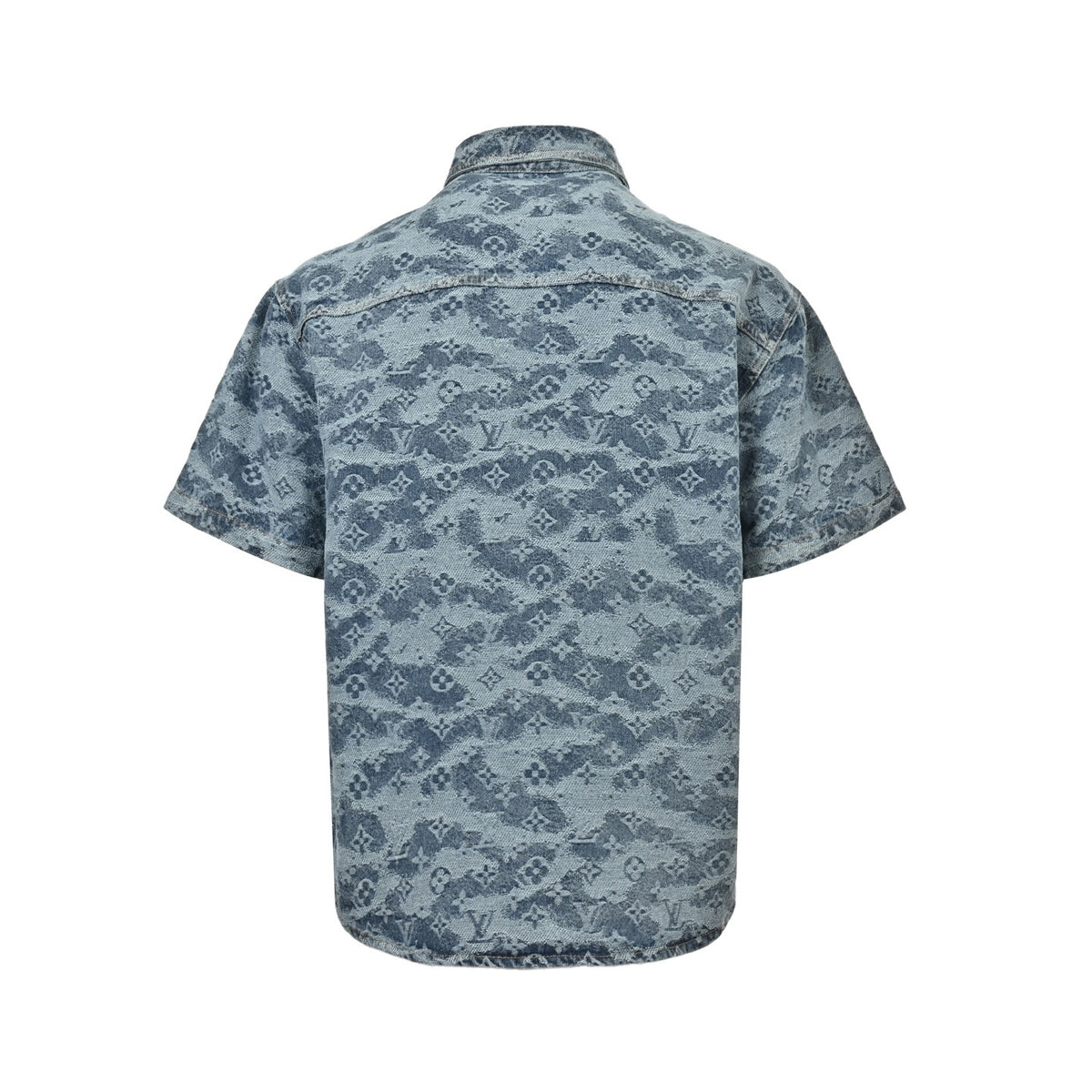 Louis Vuitton cloud old flower jacquard suit denim short-sleeved shirt