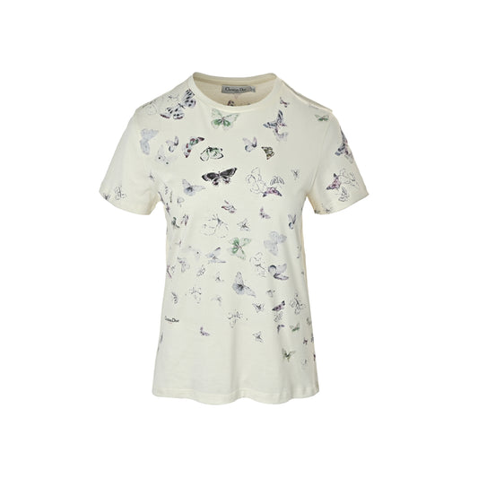 Dior 26ss women's butterfly print short sleeves