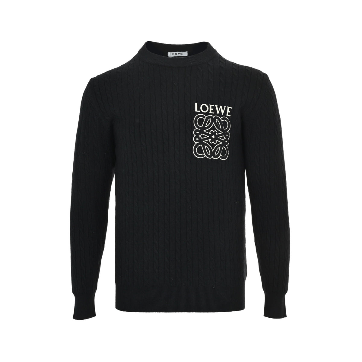 Loewe/Luo Yiwei 25Fw terry patch logo cable neck sweater