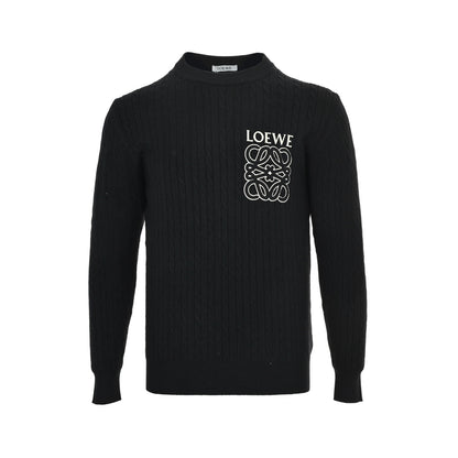 Loewe/Luo Yiwei 25Fw terry patch logo cable neck sweater