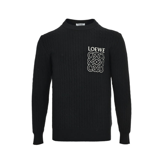 Loewe/Luo Yiwei 25Fw terry patch logo cable neck sweater
