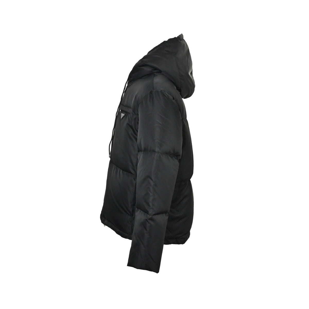 Prada nylon zipper contrast hooded down jacket