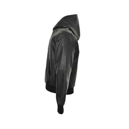Prada 25Fw distressed raglan hooded leather jacket
