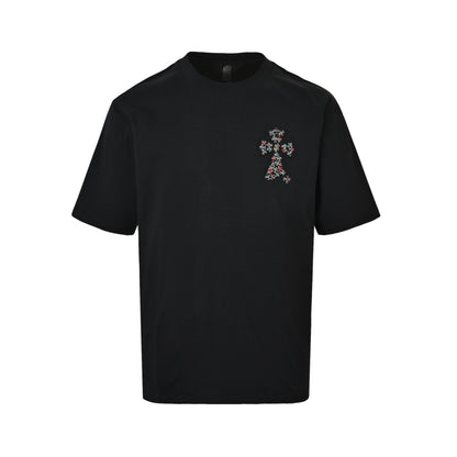 Chrome Hearts Colorful Cross Appliqué Embroidered Short Sleeves