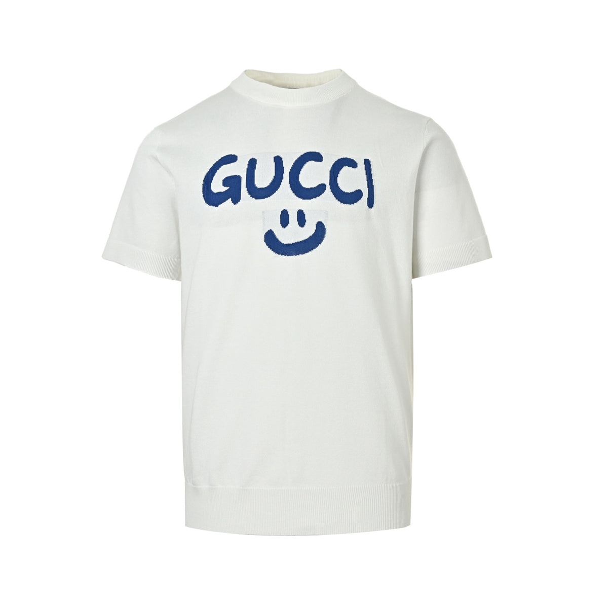 Gucci graffiti smiley logo letters jacquard knitted short sleeves