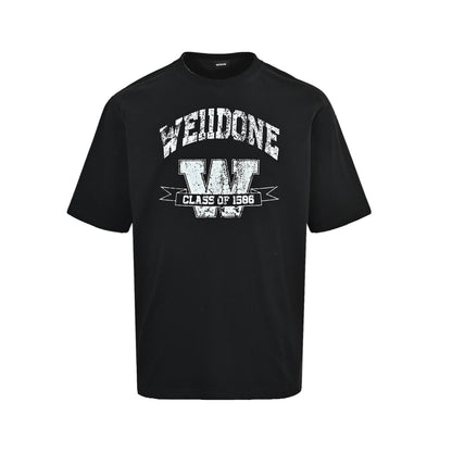 We11 Done W LOGO distressed letter short sleeves