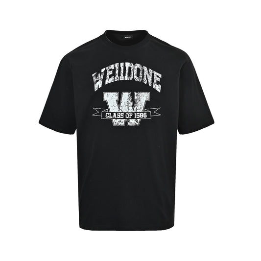 We11 Done W LOGO distressed letter short sleeves