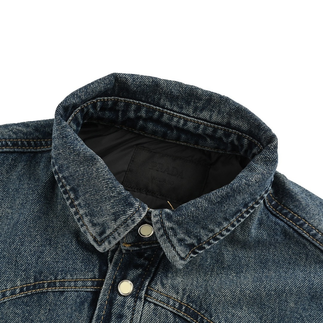 Prada 24Fw triangle logo denim denim jacket