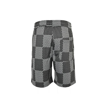 Louis Vuitton rhinestone letter logo checkerboard shorts
