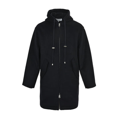 Loewe/Luo Yiwei long hooded coat with leather label