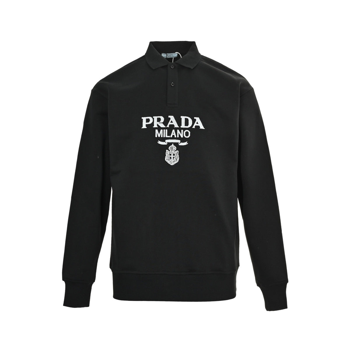 Prada 25Fw towel embroidered logo lapel sweatshirt