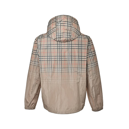 Burberry gradient yellow plaid hooded jacket