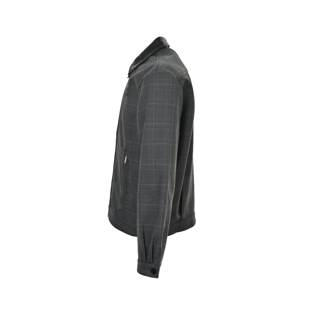 Miu Miu leather collar plaid jacket