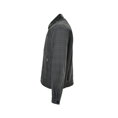 Miu Miu leather collar plaid jacket