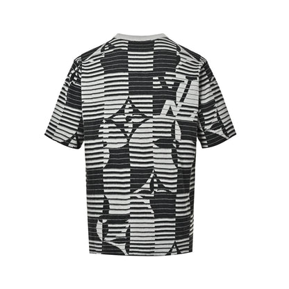 Louis Vuitton 26ss striped old flower jacquard knitted short sleeves