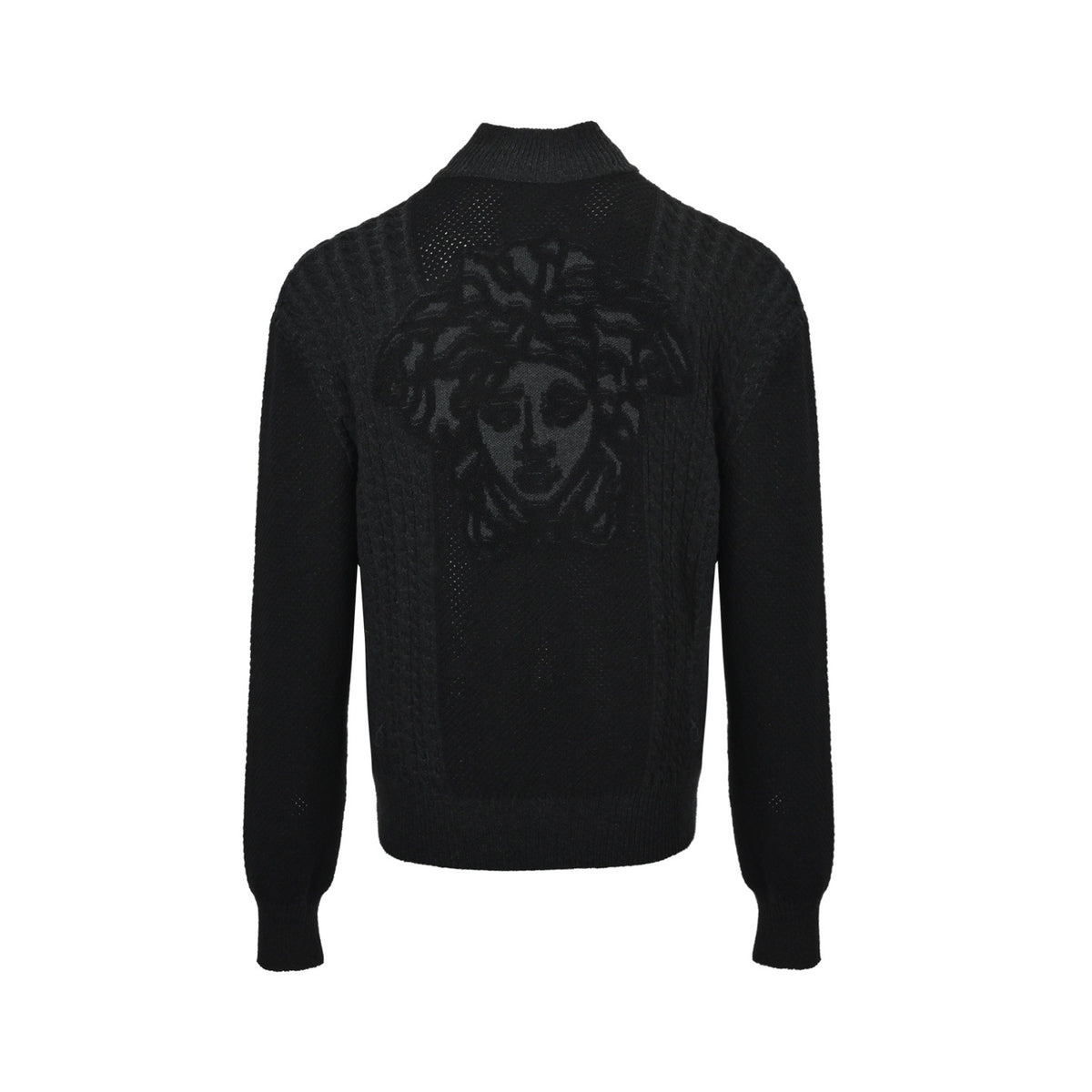 VERSACE back portrait jacquard zipper stand collar knitted jacket