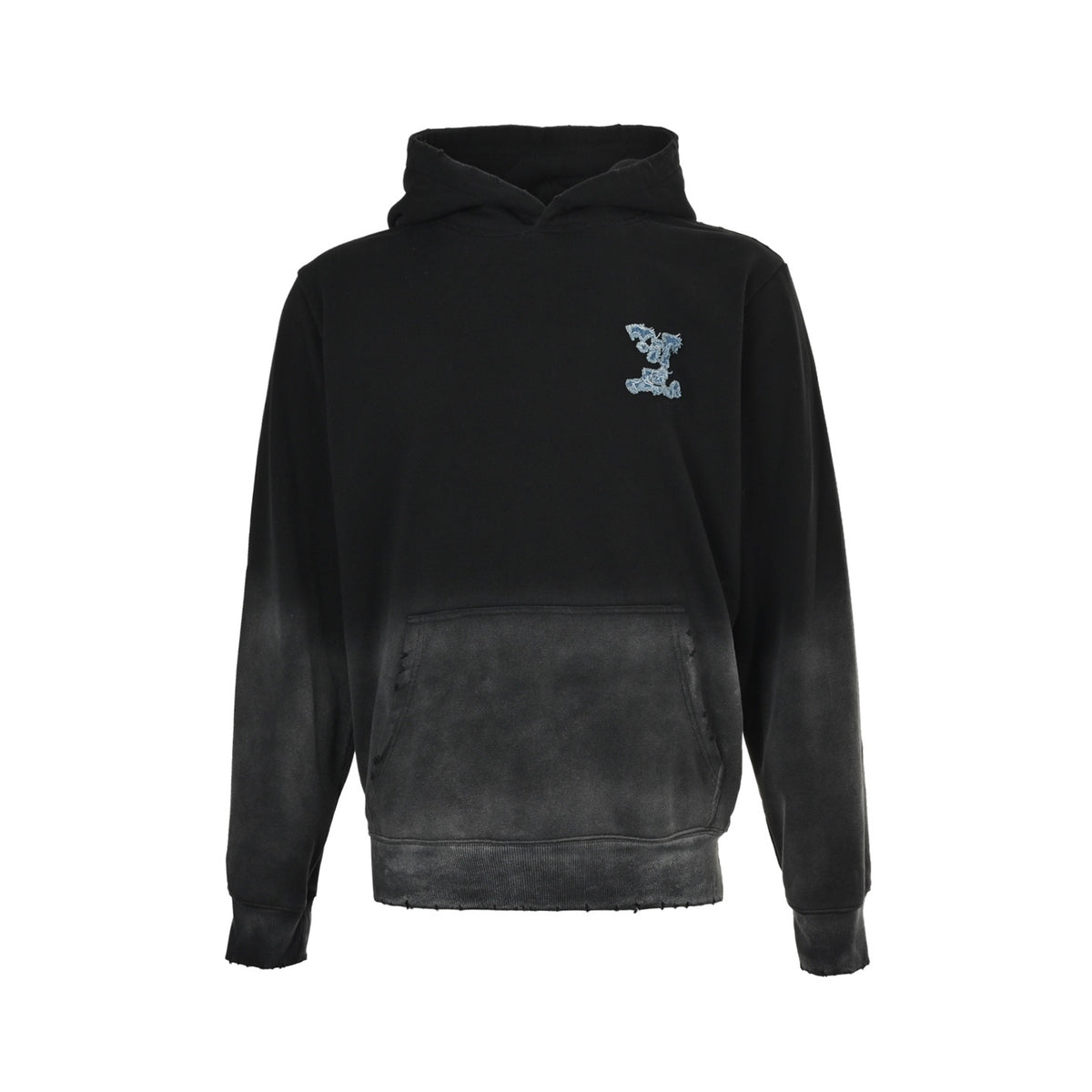 Louis Vuitton cloud denim logo patch embroidery washed hooded sweatshirt