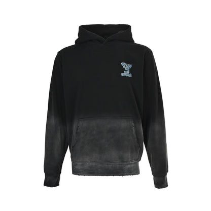 Louis Vuitton cloud denim logo patch embroidery washed hooded sweatshirt