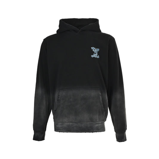 Louis Vuitton cloud denim logo patch embroidery washed hooded sweatshirt